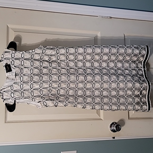 Just... Taylor Peal White & Black‎ Swirl Sleeveless A-Line Dress Women's 8